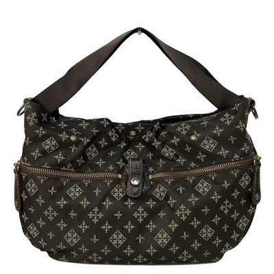 russet Dark Brown Beige Nylon Handbag