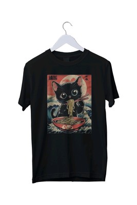 Ramen Cat Anime Eating T-Shirt Graphic Print T-Shirt S M L XL 2 3 4 XL