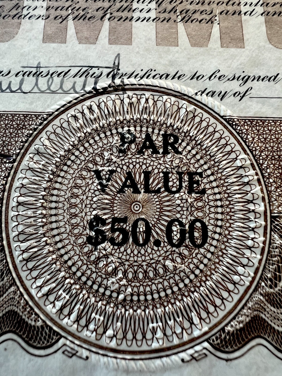 1928 Peter Whitney Company Stock Certificate • 100 Shares • Common • Eagle Vint