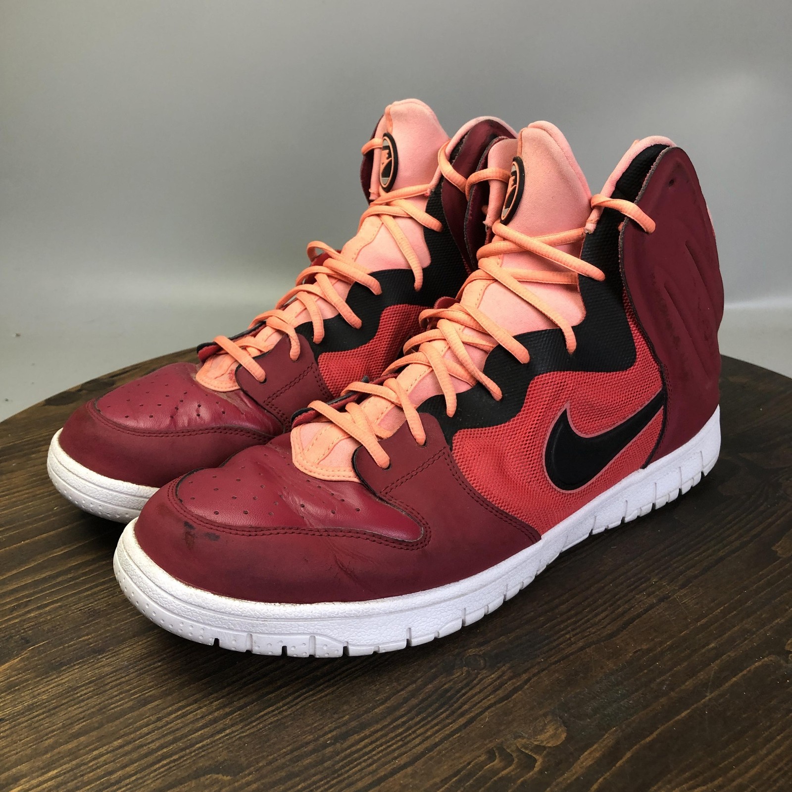 Mens Size 15 Red Pink Black High Top Basketball Sneakers 599