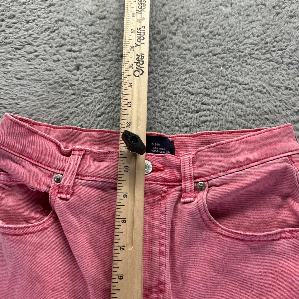 Pantalones de mezclilla Gap para mujer 2 rosas de algodón pierna ancha recortados tiro alto ropa de trabajo elástica Foto 3 de 4