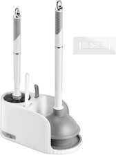 Toilet Brush and Plunger Set 4 in 1 Toilet Brush and Holder with Crevice Gray 1