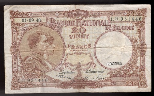 1948 Belgien 20 Francs König Albert und Königin Elisabeth. Bild# 116 - Bild 1 von 2