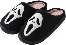 Unisex Halloween Slippers Spooky Ghost Slippers Cute Cozy Warm Plush Slip-On Hou