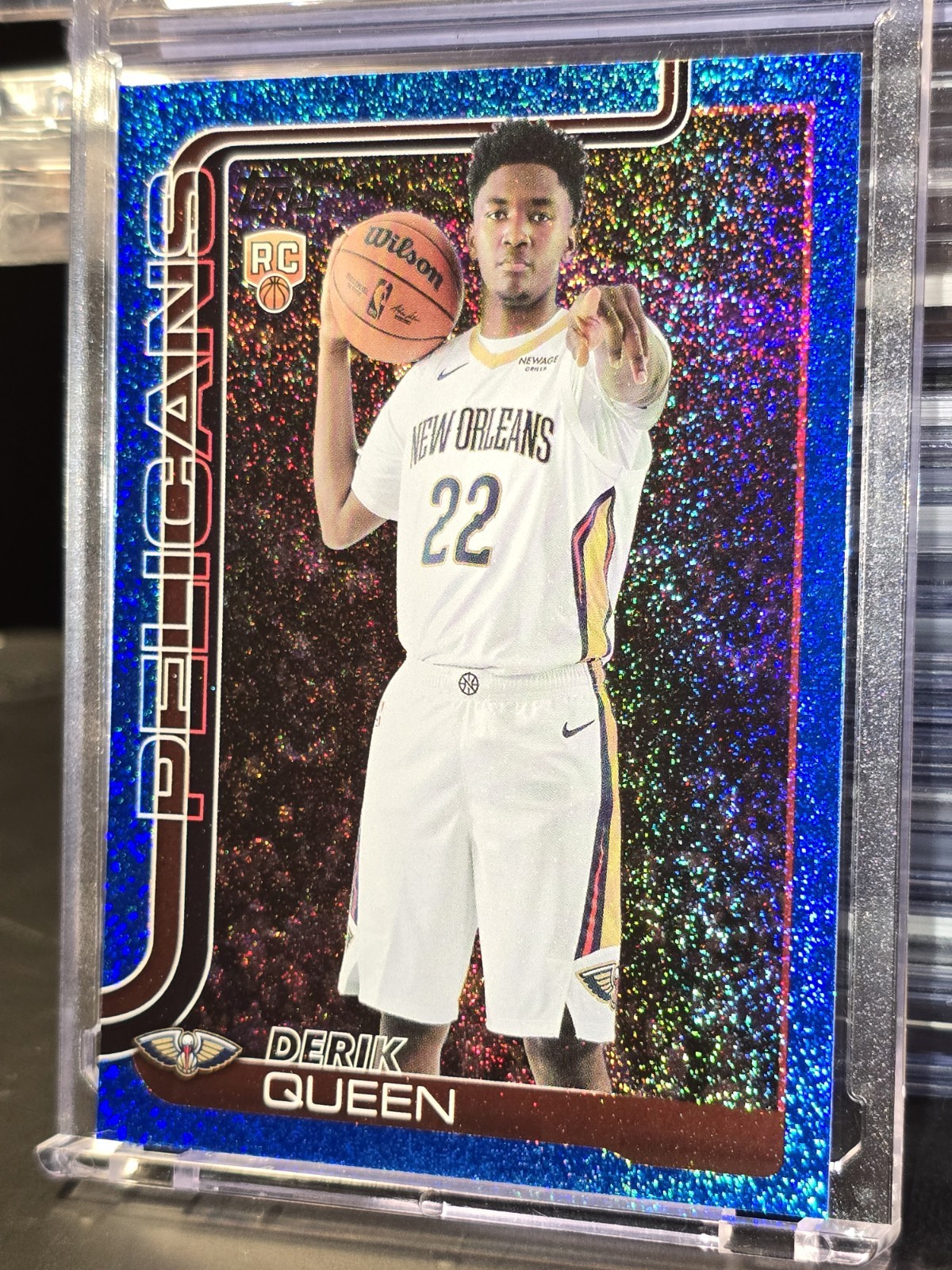 2025-26 Topps Flagship Derik Queen Blue sand glitter RC #213 PELICANS