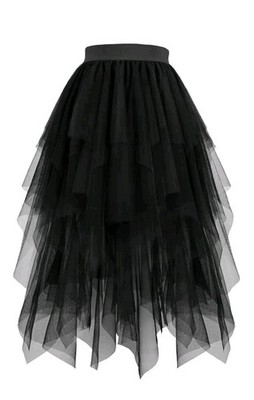 Damen-Tüll-Tutu-Petticoat mit elastischem Bund   Schwarz L