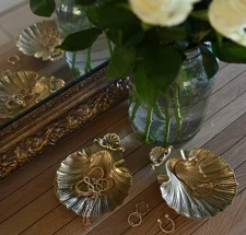 Vintage Brass Shell Dishes (Pair)