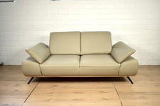 Zweisitzer Ledersofa BelVita Wildeiche Stone Sofa Couch Echtleder 2-Sitzer