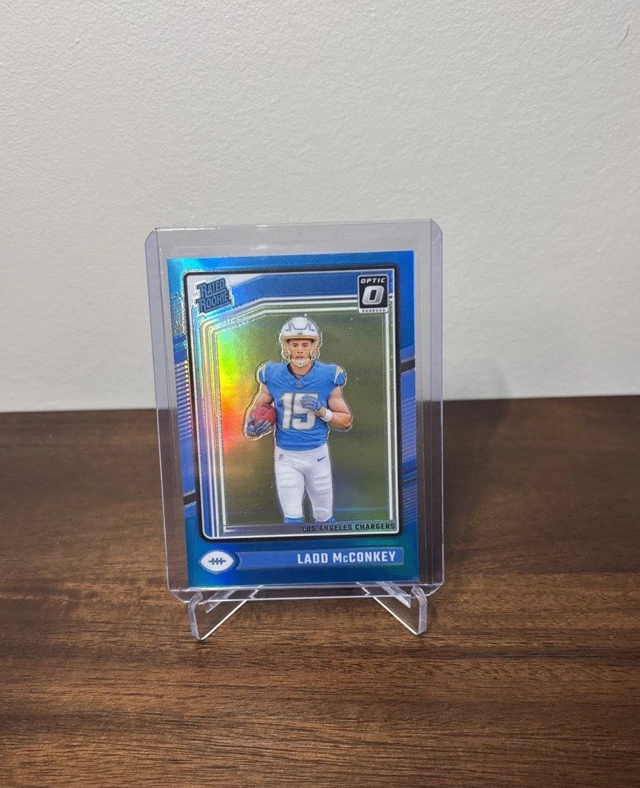 2024 Panini Donruss Optic - Rated Rookie Ladd McConkey #266 Aqua Prizm /299 (RC)
