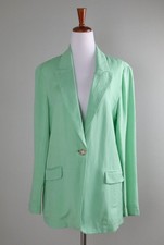 ANN TAYLOR LOFT NWT 110 Solid Green Linen Blend Blazer Jacket Top Size XS