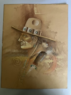 Navajo Artist D Benally Pastel on Paper Drawing Untitled 11  X 14  Unframed 1987