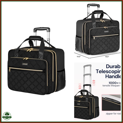 Rolling Laptop Bag for Women, 17.3 Waterproof Briefcase with Wheels