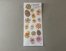 Large Sheet Happy Easter Glitter Stickers Includes 17 Stickers, New In Package