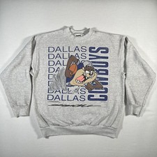 Vintage Taz Dallas Cowboys Sweatshirt Mens XL Gray NFL Warner Bros Made USA 90s