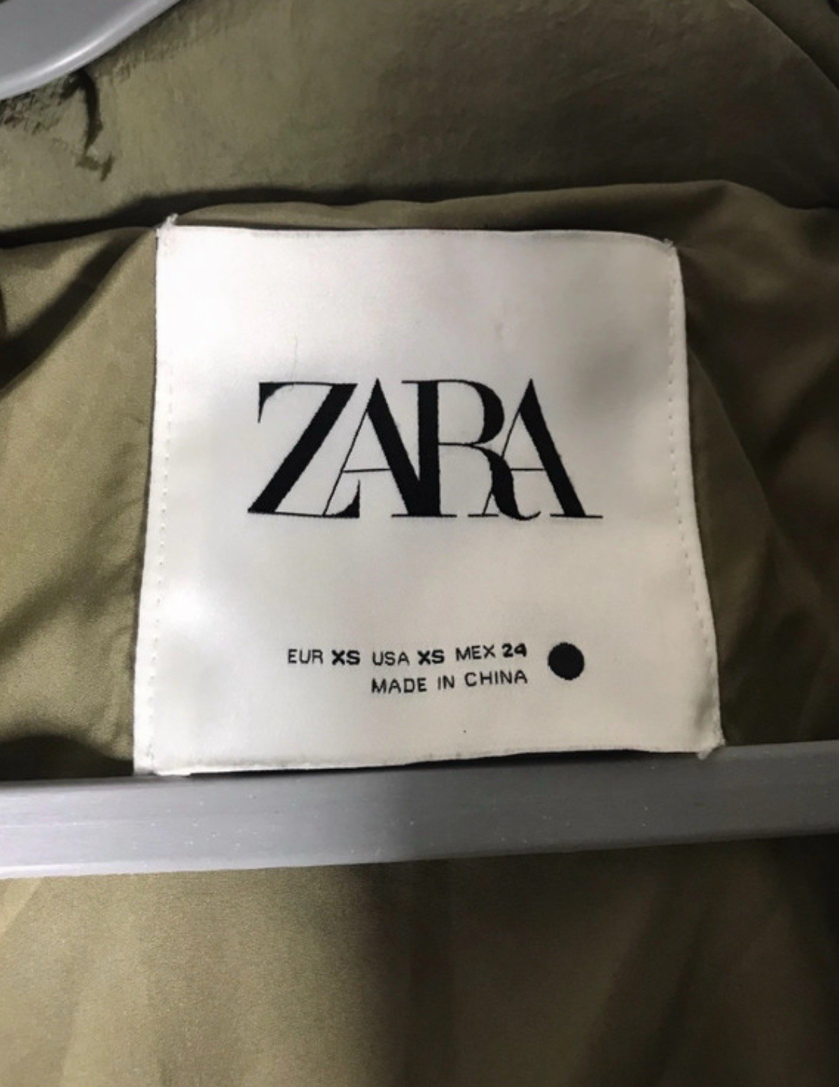 Zara Olive Green/Khaki High Neck Puffer Jacket Coat Size EUR XS image 9