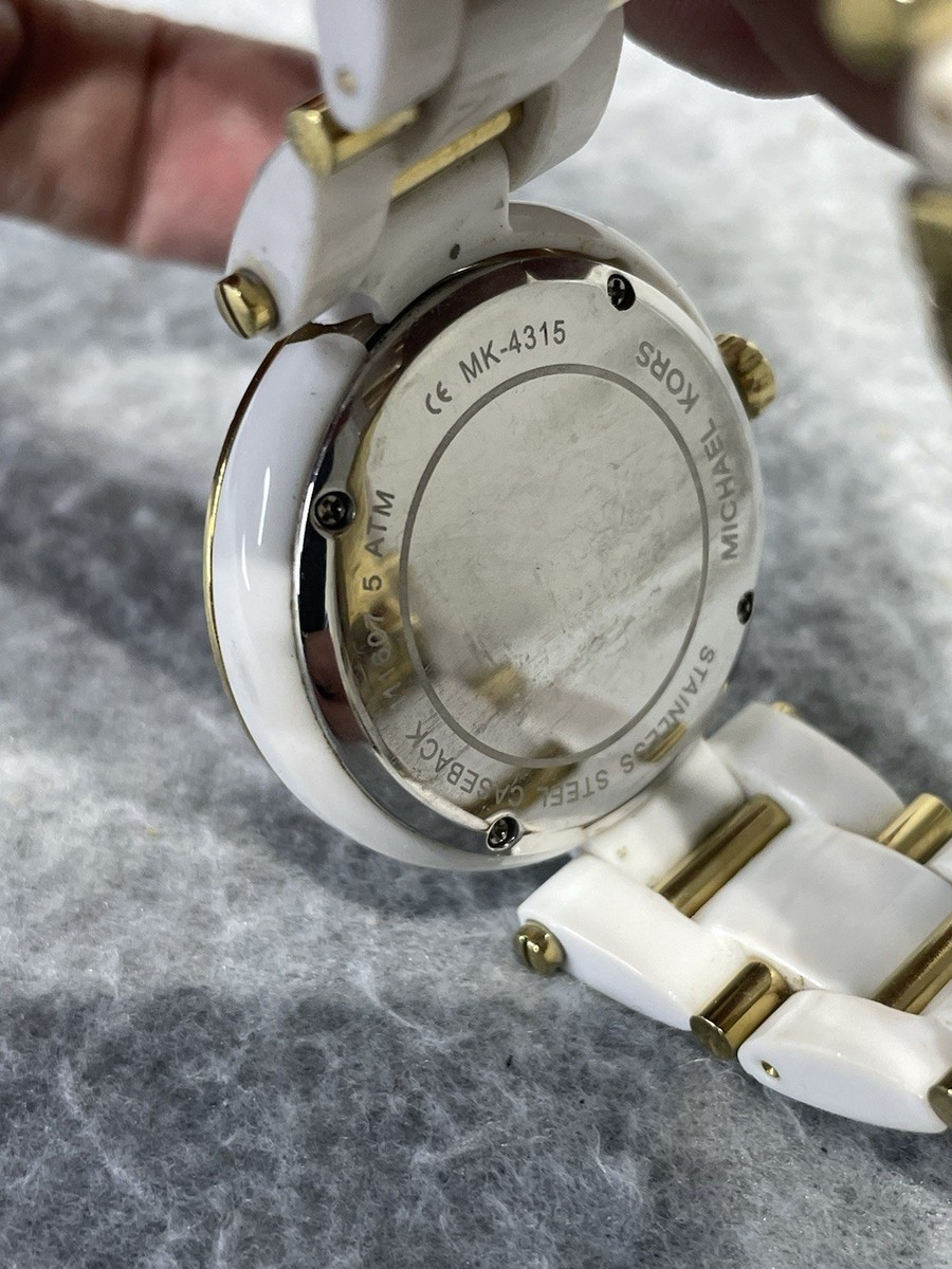 MICHAEL KORS MK4315 White Acetate and Gold-Tone Womens Watch  display picture 2