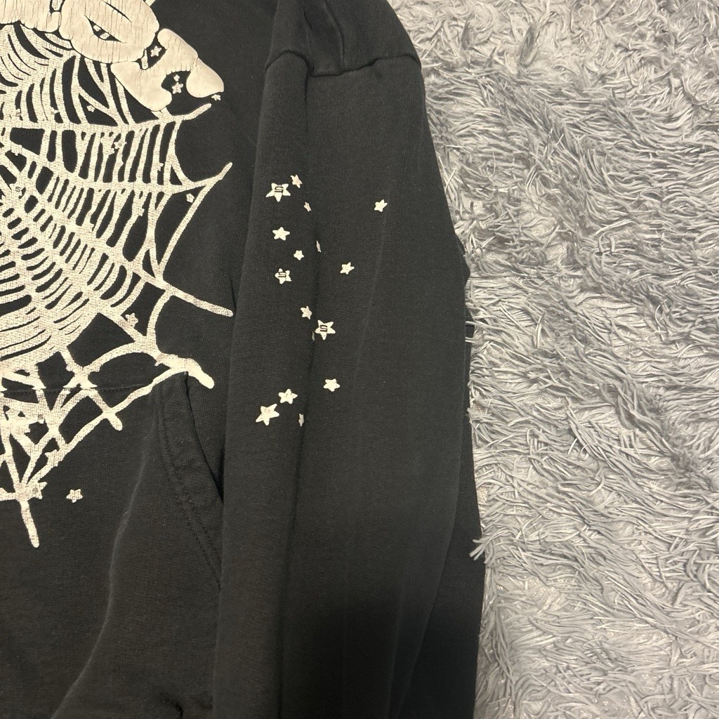 Authentic Black & White Sp5der Hoodie View 2