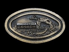 KE29117 VINTAGE 1970s  NIAGARA FALLS CANADA  SOUVENIR BRASSTONE BELT BUCKLE