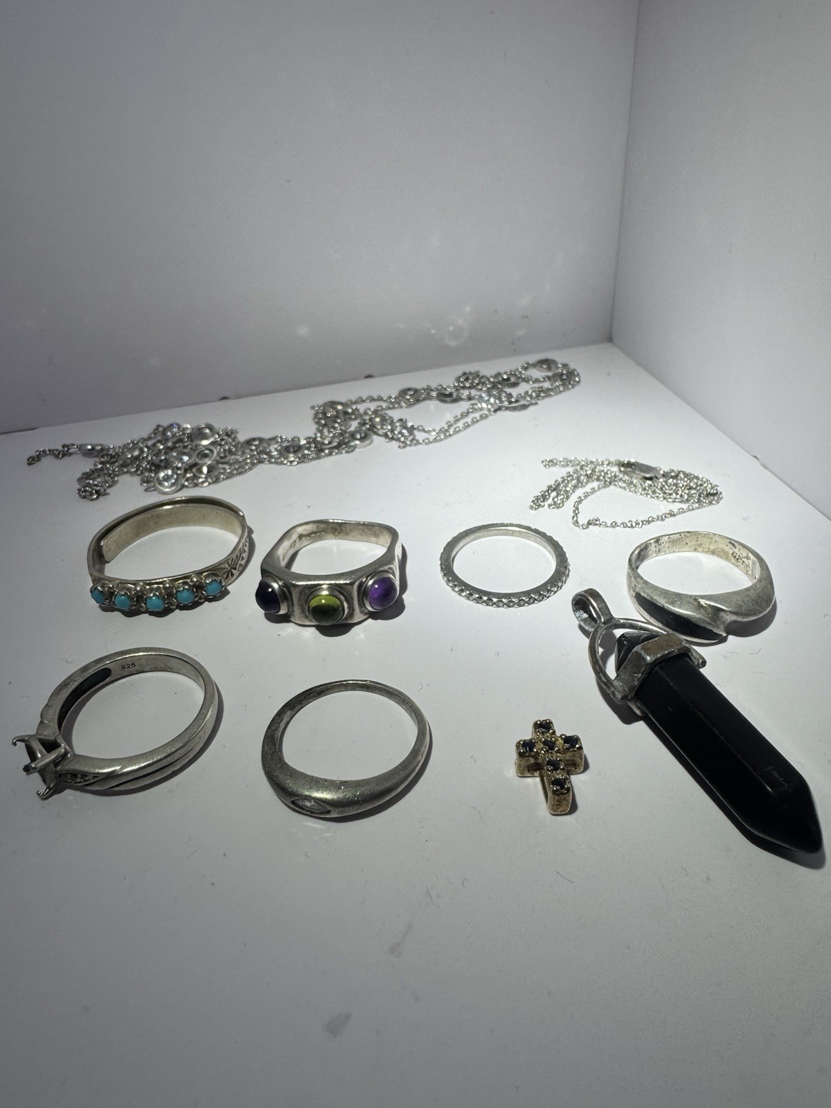 925 Sterling Silver Jewelry Lot Rings Necklaces Pendants Wear Scrap