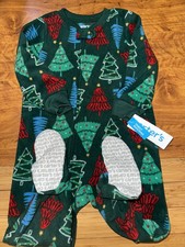 NWT Carter's Fleece Footed Baby Boys Green Christmas Tree Pajamas 18  24 Months
