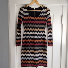 Lily Multicolor Chevron Zigzag Pattern Long Sleeve Midi Dress Women's Size S