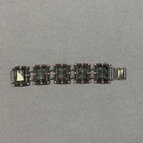 Bracelet Sarah Coventry Midnight Magic Smoky Crystals Unsigned