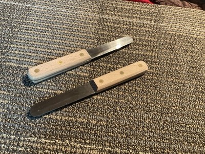 NOS Davpol Clam Knife 3 1/2  Wide SS Blade Wood Handle Japan LOT OF 2