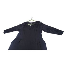 Torrid Challis Black Lace Wide Leg Jumpsuit Size 3X Side Zip Pockets 3/4 Sleeve