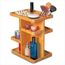 Bamboo 360 Degree Rotating 12 inches Makeup Organizer, Display Cosmetic Organ...