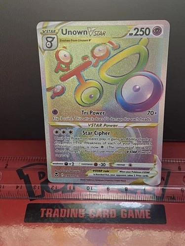 Unown VSTAR (Secret) 199/195 Silver Tempest Rainbow Holo NM/M Pokemon Card
