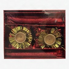 Vintage Christmas Clip-On Taper Candle Holders Red Gold Set of 2 - New