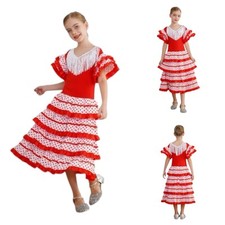 Miutii Spanish Flamenco Dress for Girls Fancy Dress Spanish Dancer