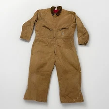 VTG Carhartt Coveralls Mens 50 S Duck Canvas Quilted Insulated Work Distressed