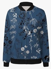 Women's Zipper, Floral Print Jumper Size M