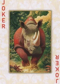RARE MODERN "Colourful Rhino" JOKER Play Card #13