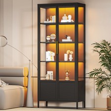 5-Tier Glass Display Cabinet with RGB Light Curio Collectibles Storage Cabinet