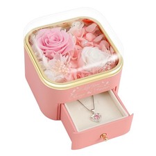 Preserved Rose Gift Box with Necklace, Valentine  s Day Gift for Her, Meaningful