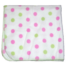 VTG Circo Target Pink Green Polka Dot Fleece Baby Blanket Security Lovey 28x29"