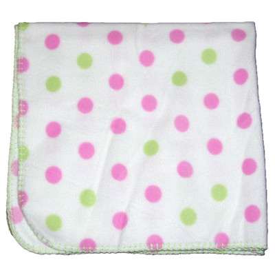 VTG Circo Target Pink Green Polka Dot Fleece Baby Blanket Security Lovey 28x29''