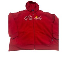 Disney Winnie the Pooh Red Full Zip Fleece Hoodie, Embroidered, Large 786 