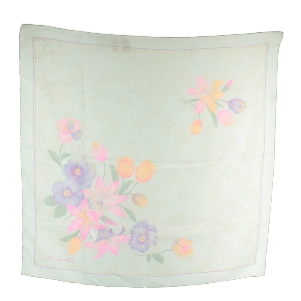 Christian Dior Scarf Silk Floral Pattern Logo /Xz Gy18 Women's Authentic thumbnail 2