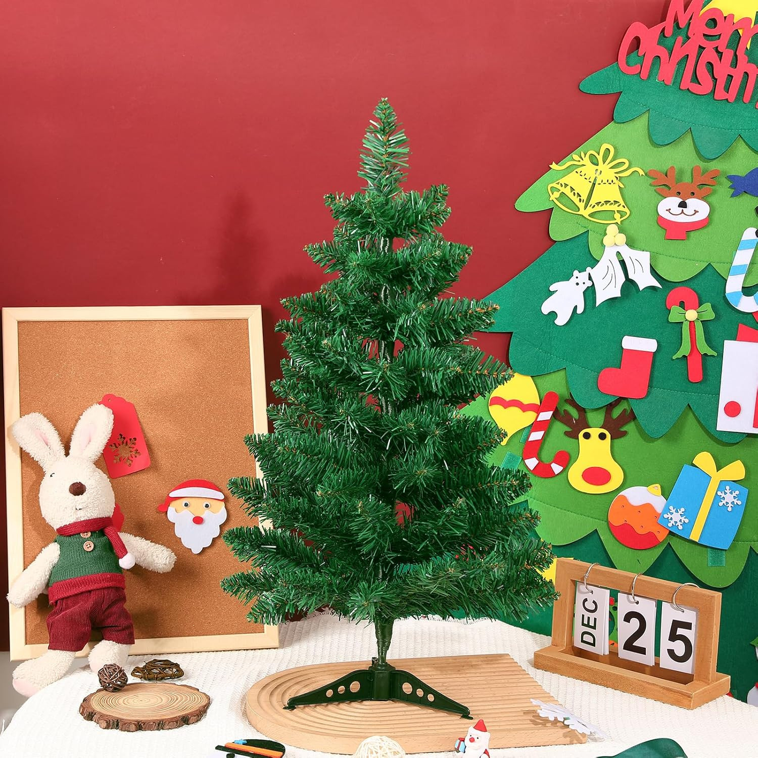2FT Artificial Christmas Tree Tabletop Christmas Tree with Plastic Stand Mini Xm
