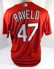 2020 St Louis Cardinals Rangel Ravelo #47 Game Issued P Used Red Jersey ST BP 5