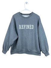 Oak + Fort Refined Gray Crew Neck Pullover Sweatshirt Womens Size Large