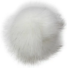 Pepperell Braiding Faux Fur Pom With Loop-White/Black - FFPALL-142