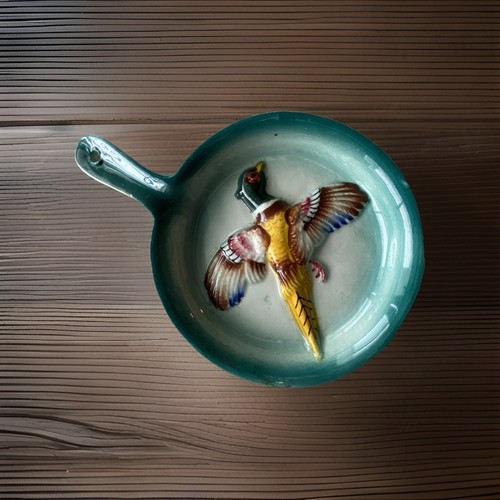 Vintage Japanese Pheasant Wall Art Pan with Handle Decorative Bird Plate