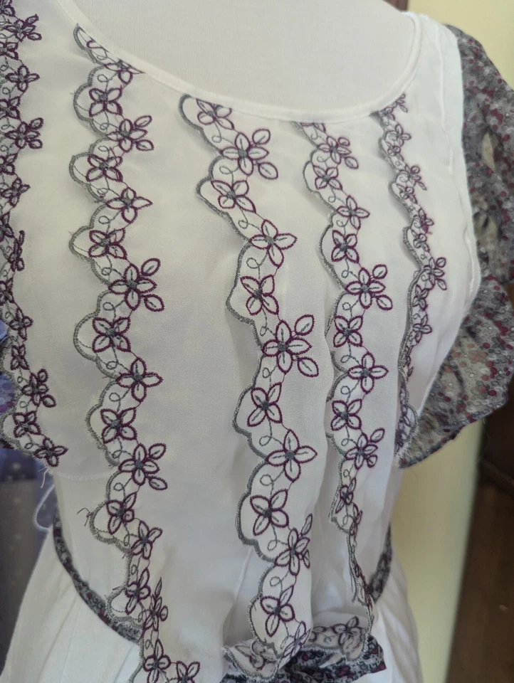 Top con tirantes floral manga acampanada boho vintage Y2K Lulumari Anthropologie talla S/M Foto 4 de 4