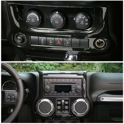 Center Control GPS Navigation Panel Decor Cover for Jeep Wrangler JK 11-17 Black - Picture 7 of 7