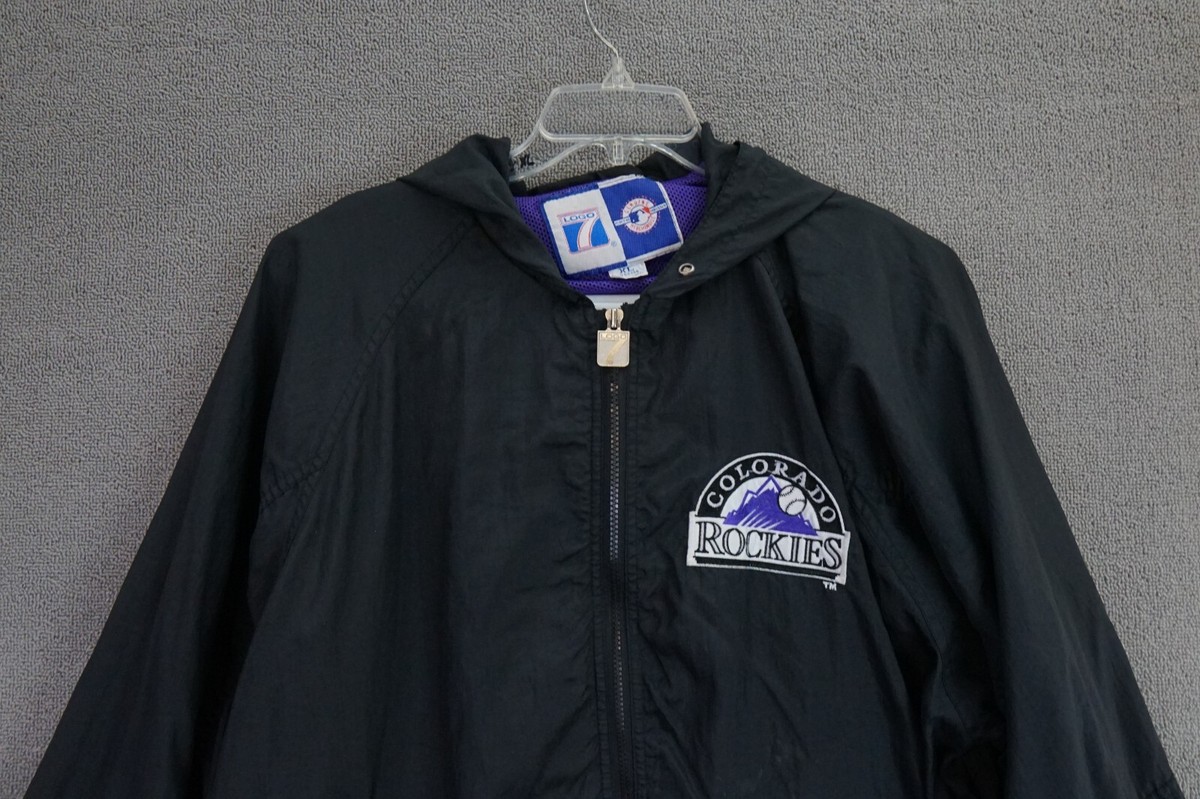 ROCKIES ジャケット ブラック Vintage Logo 7 Colorado Rockies Jacket Size XL Black Full Zip