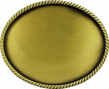 PLAIN Belt Buckle Bronze Finish ROPE Design Western Metal Oval Engraving